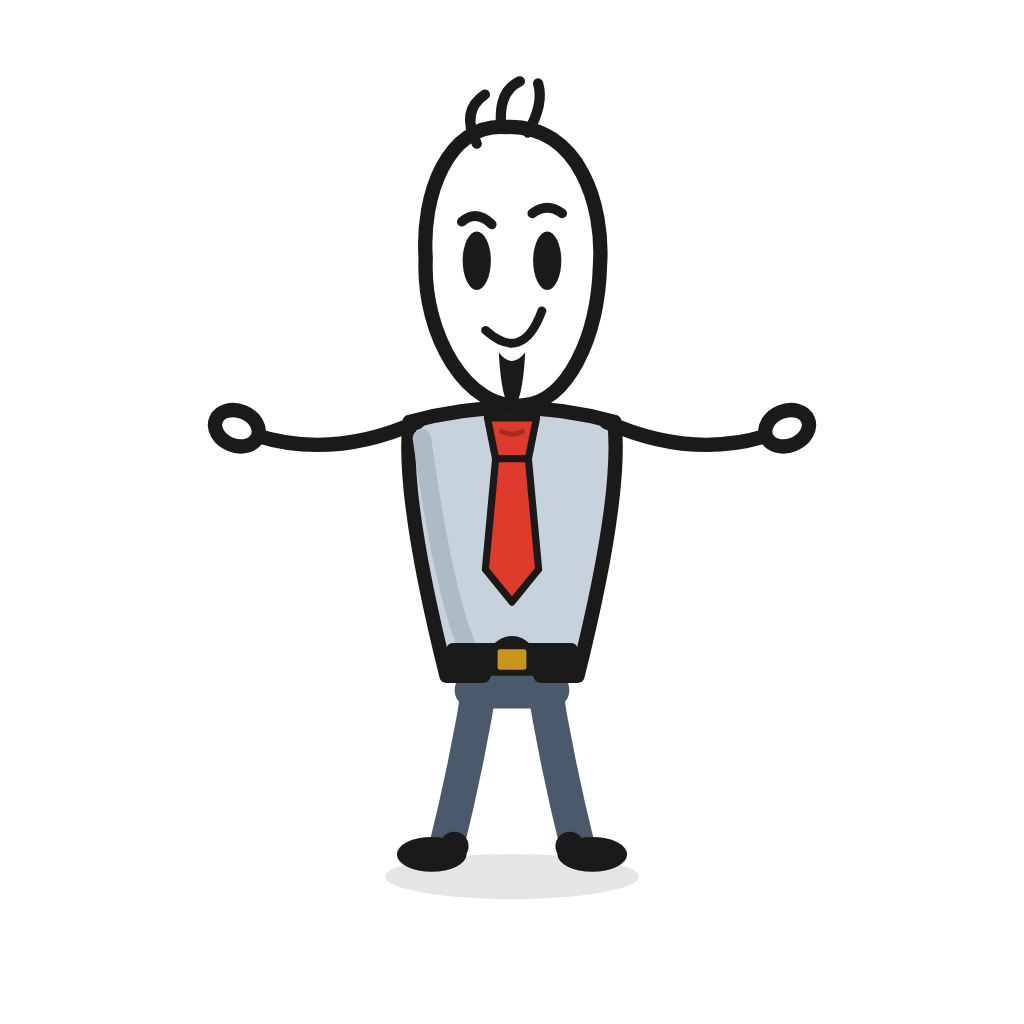 Dr. Sincero, um consultor stickman de gravata vermelha